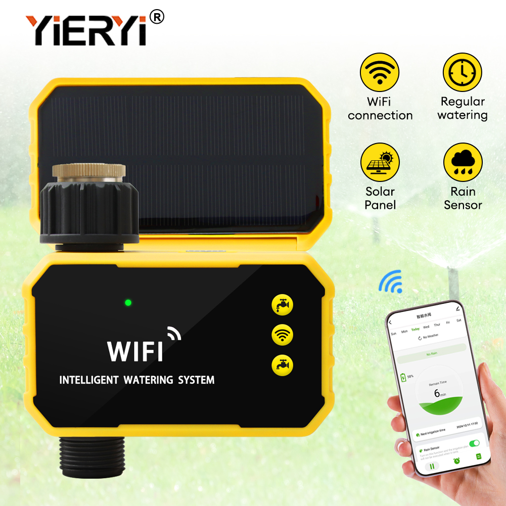 Smart Garden Watering Can - Yieryi 1-Way/2-Way WIFI Solar Irrigation Timer