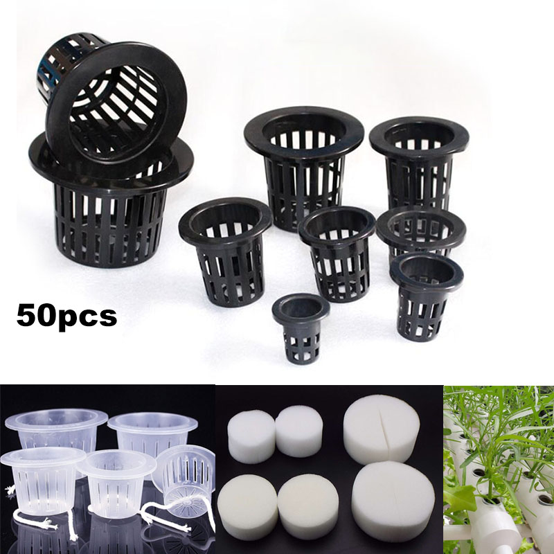 Smart Garden Plastic Cups - 50pcs Hydroponic Soilless Mesh Net basket