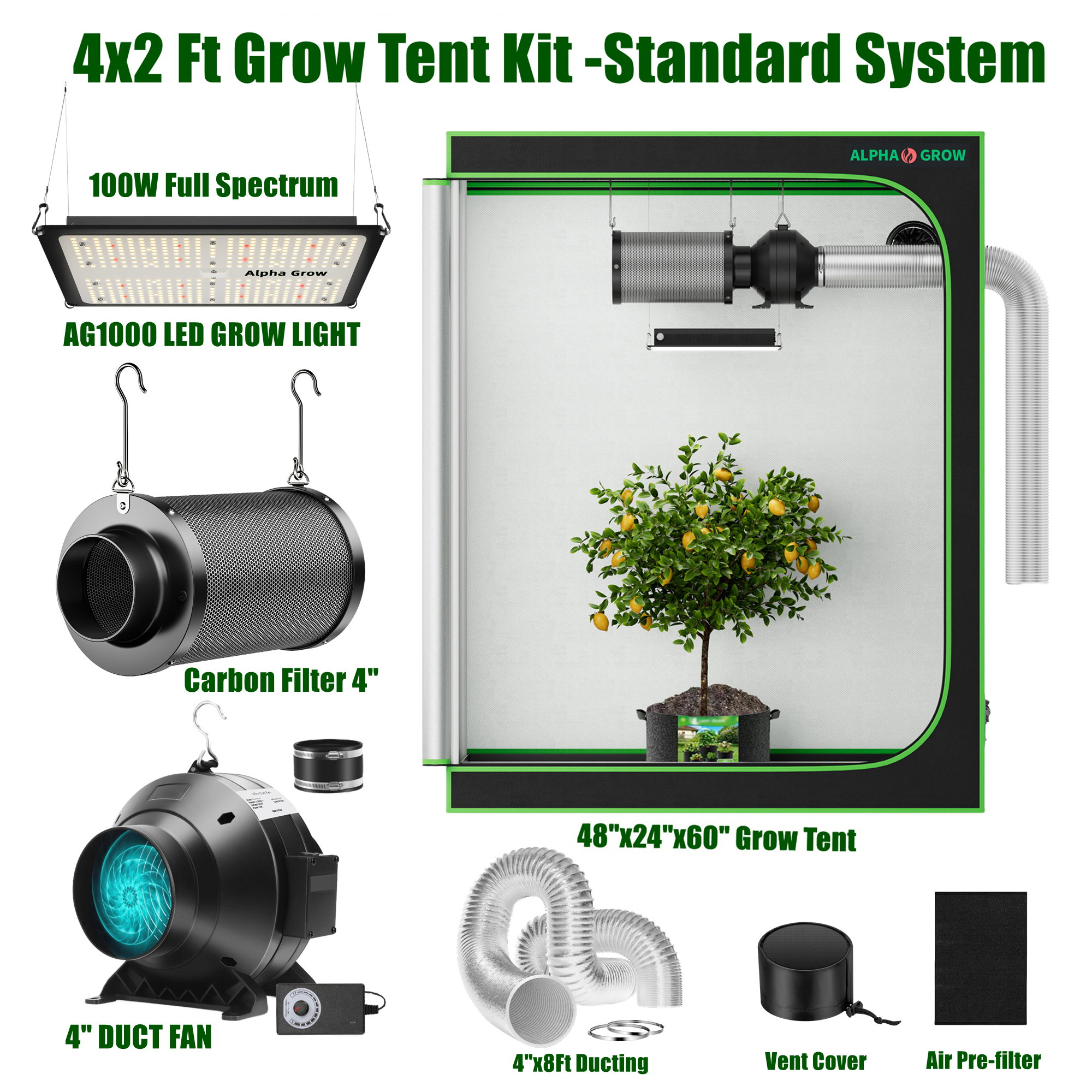 ALPHAGROW 4x2 ft. Grow Tent Ki - Grow Tent Complete Kit review and price
