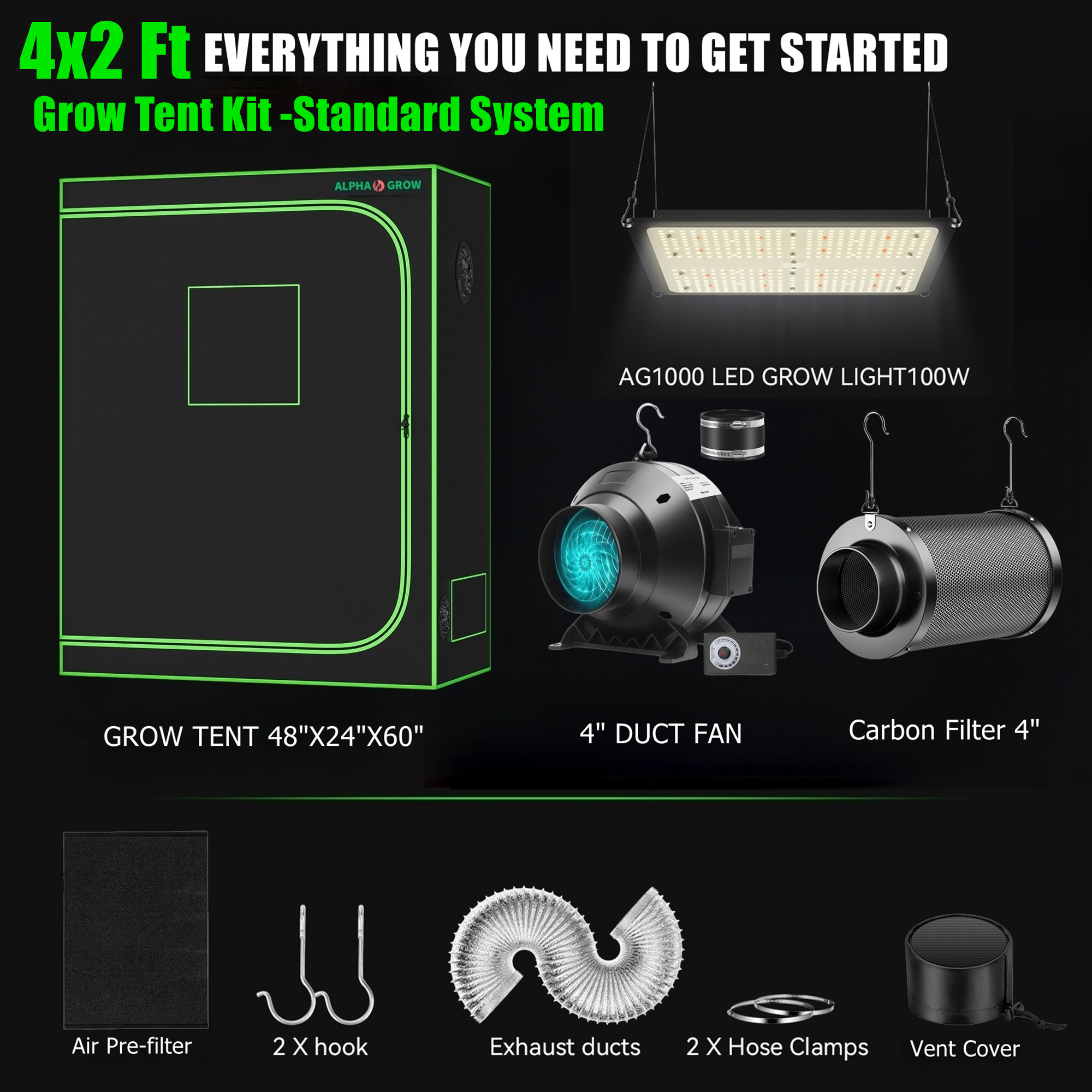 ALPHAGROW 4x2 ft. Grow Tent Ki - Grow Tent Complete Kit review and price