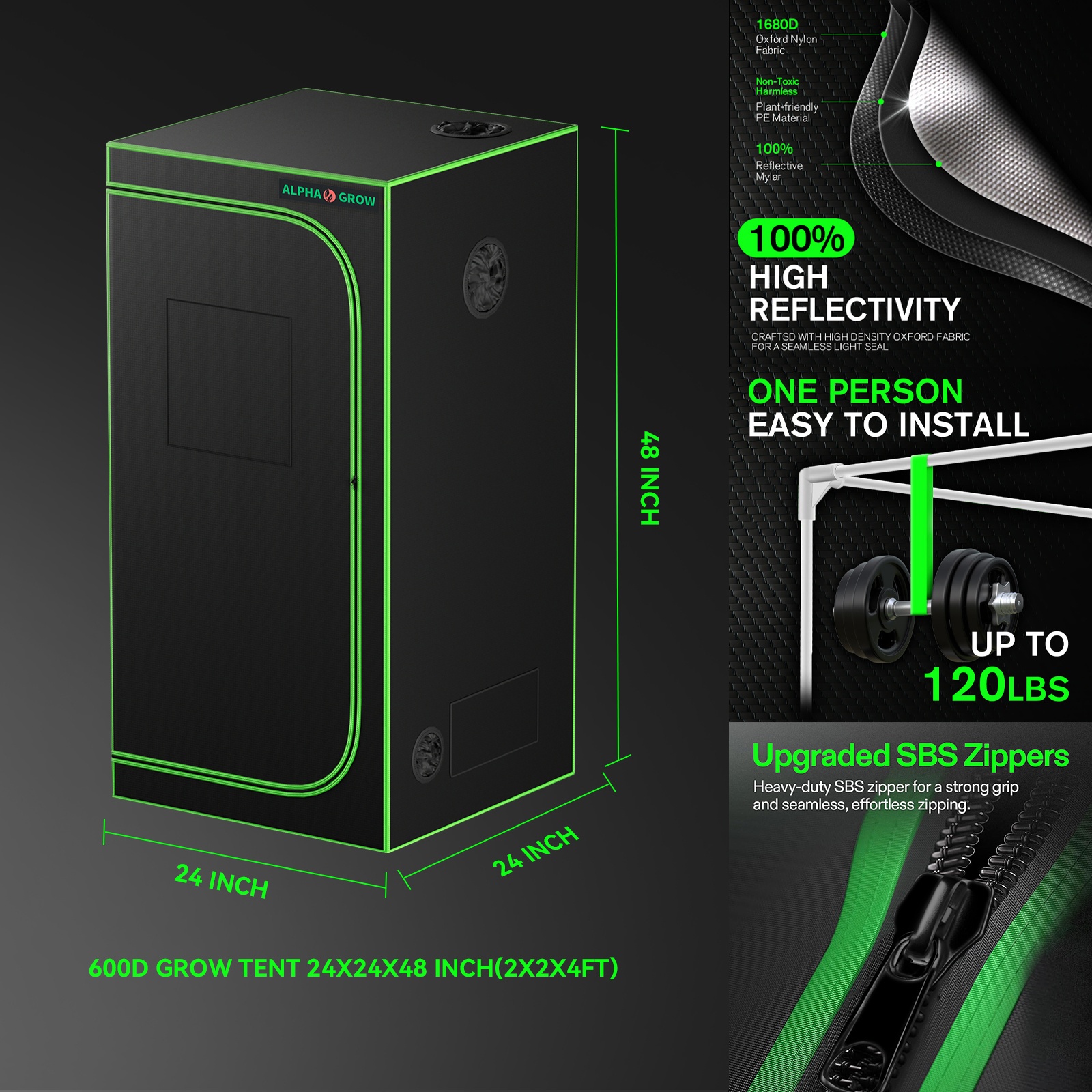 ALPHAGROW Complete Indoor Grow - Grow Tent Complete Kit review and price