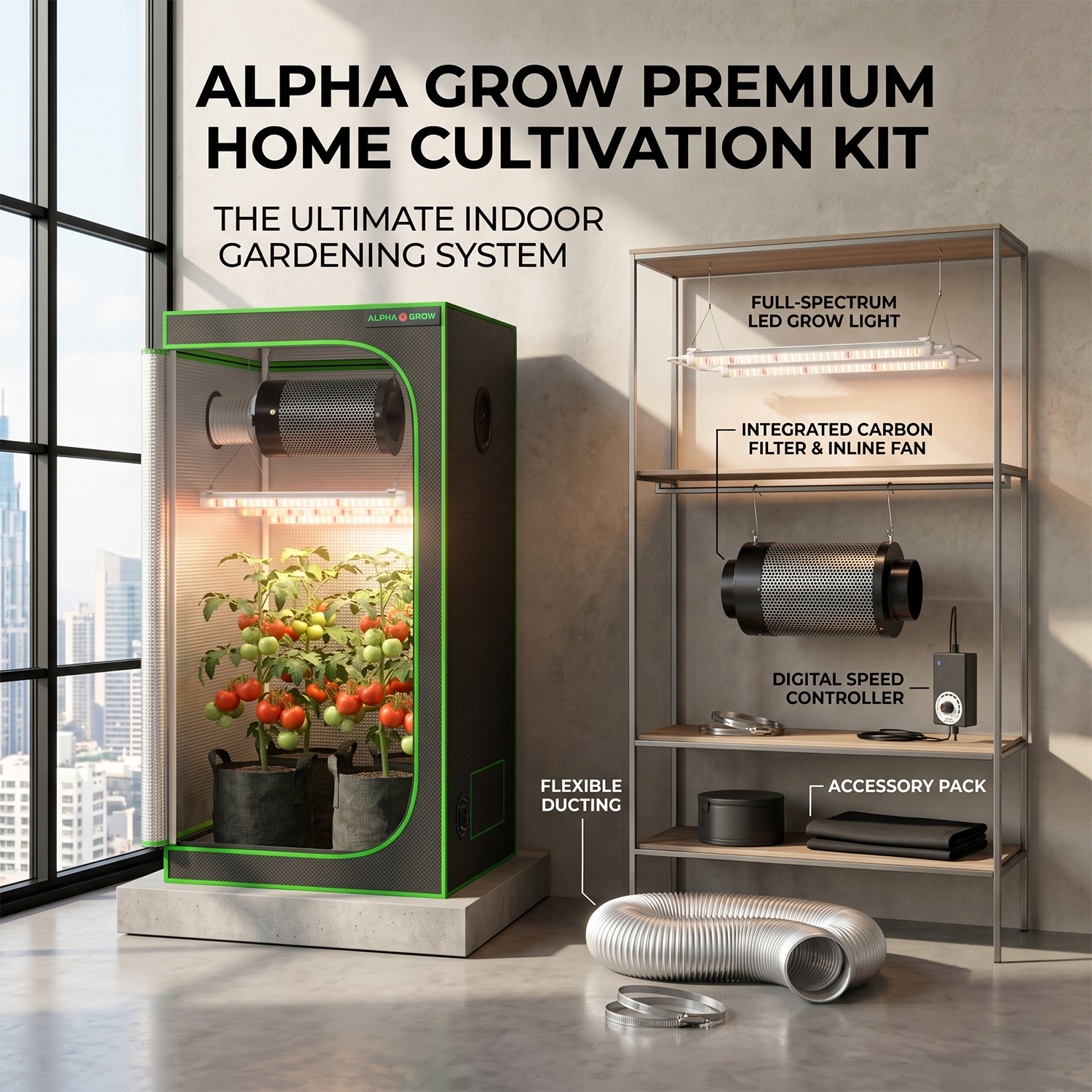 Alpha Grow 2000D 24x24x48 Comp - Grow Tent Complete Kit review and price
