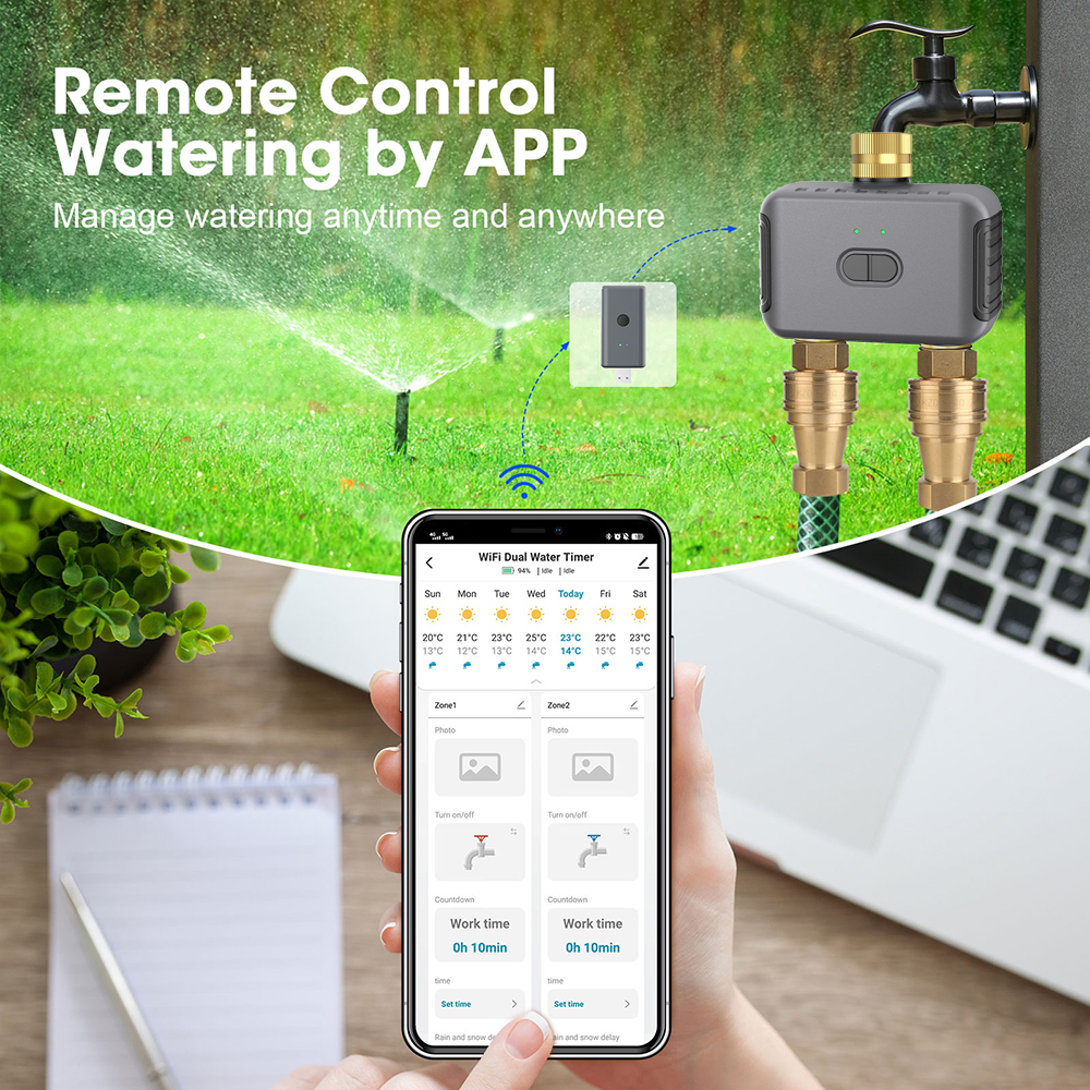 Tuya 2 Zone Watering Timer Gar - Smart Garden Watering Can review and price