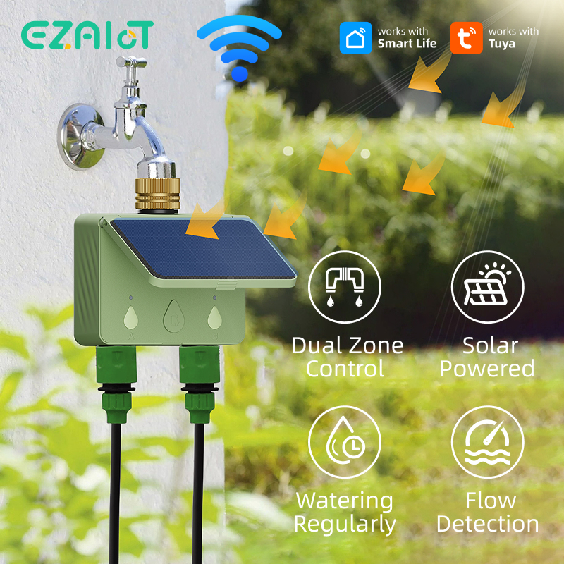 WiFi Water Timer 2 Zone Solar  - Smart Garden Watering Can review and price